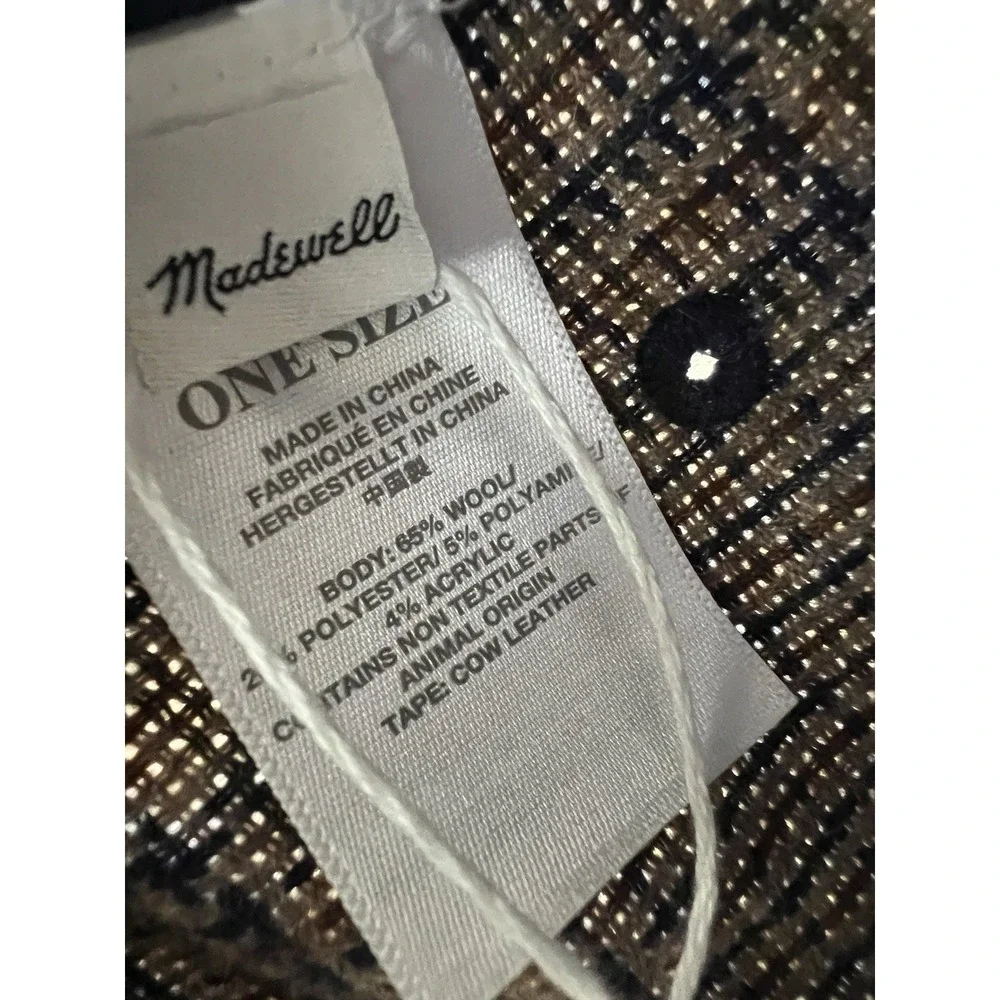 NEW Madewell Plaid TWEED knit Baseball Cap Wool Blend Brown Ralph Lauren Style